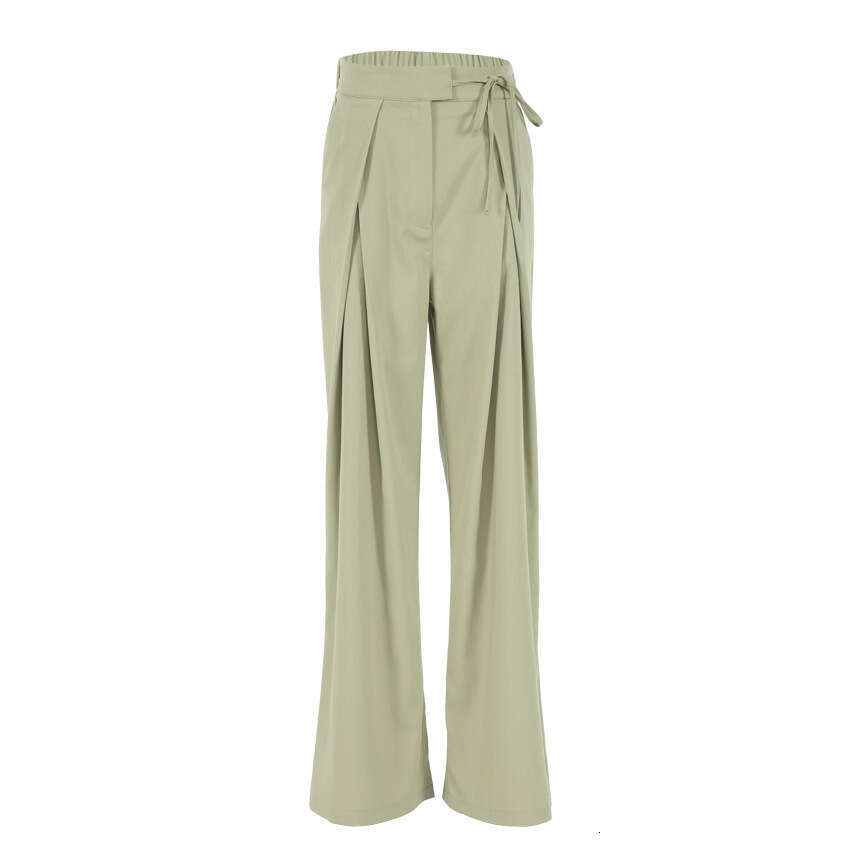 2024 summer new floor length pants, loose straight high waisted casual and fashionable hanging wide leg pants for women