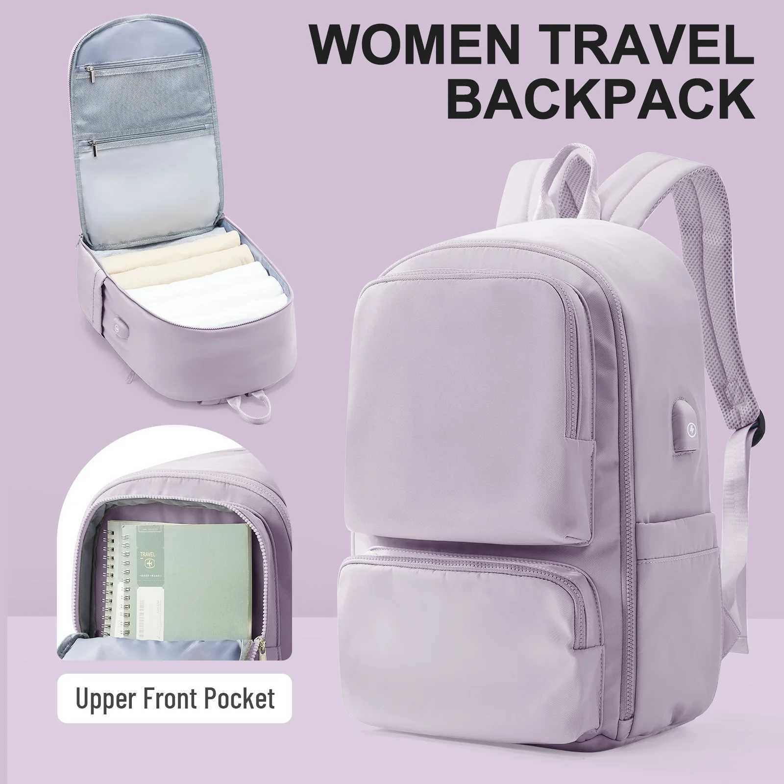 Women s Cabin Travel Backpack with Usb Charging Port Laptop Waterproof Portable Backpack Student School Pink 240906