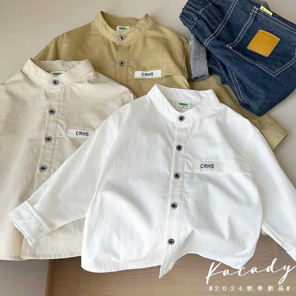 Baby Boys Blouses Kids White Outerwear Girls Button Jacket 2024 Spring Autumn Tops 2 To 10 Yrs Childrens Clothing Korean Style Y240906