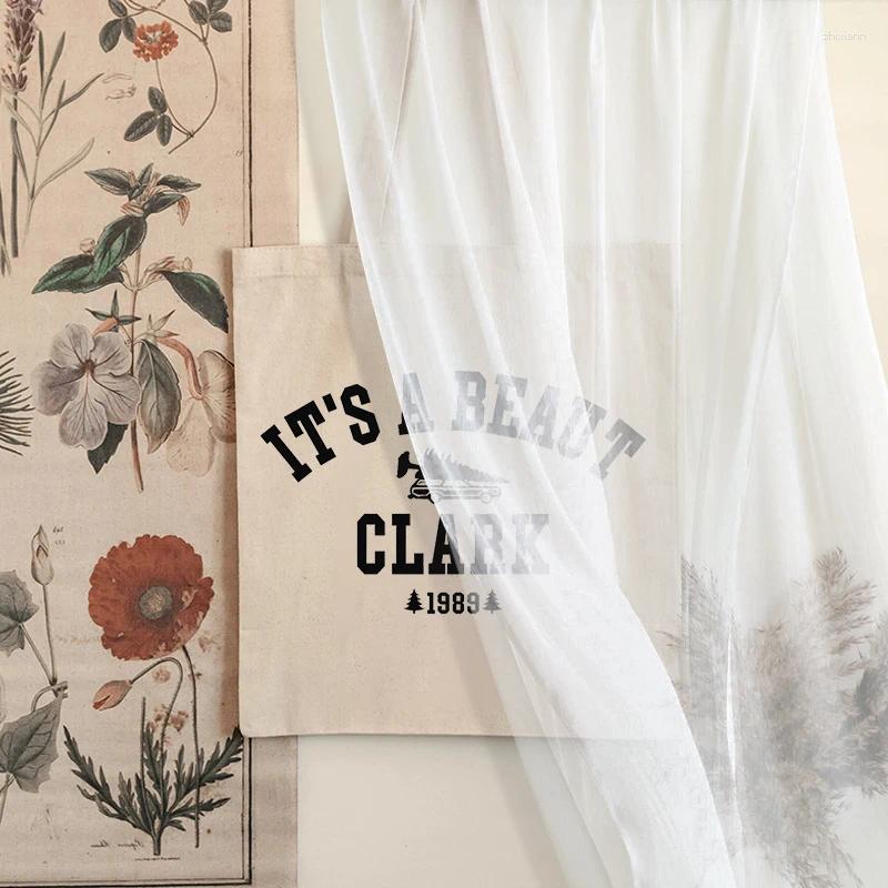 Shopping Bags It's A Beaut Clark Pattern Women Shoulder Bag Christmas For Friends Mother Daughter Canvas Tote Reusable zhanyishengli