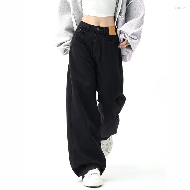 Fashionable Women's Wide Leg Jeans: Versatile High-Waisted Distressed Britches