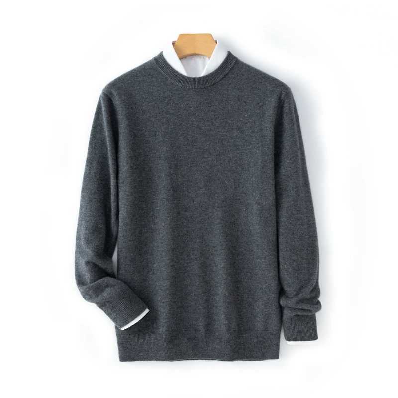 14 Colors Optional High-End Mens 35% Cashmere Sweater Soft and Comfortable Knitted Bottoming Shirt round Neck Pullover Lining Y240906