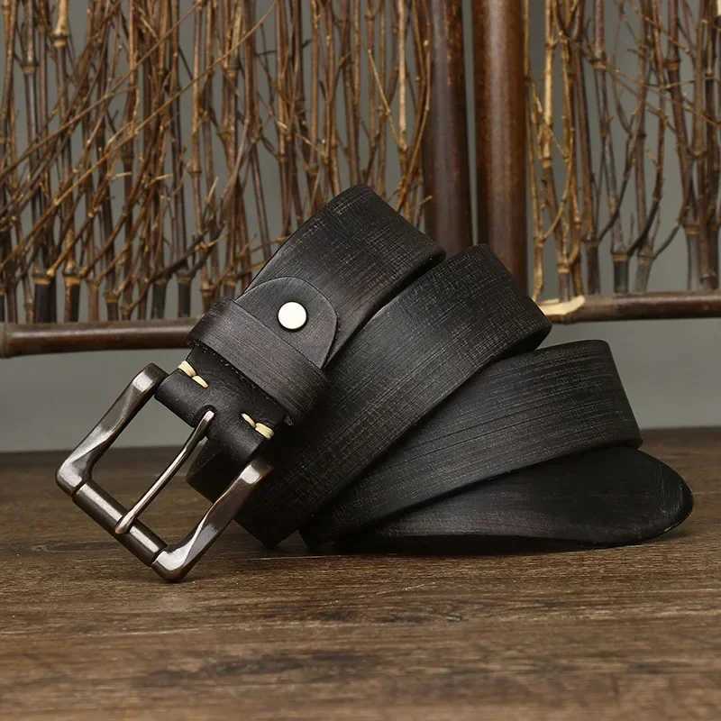 3.8cm mens luxury designer pin buckle strap pure cowhide leather retro strap high-quality genuine leather mens jeans strap W240905