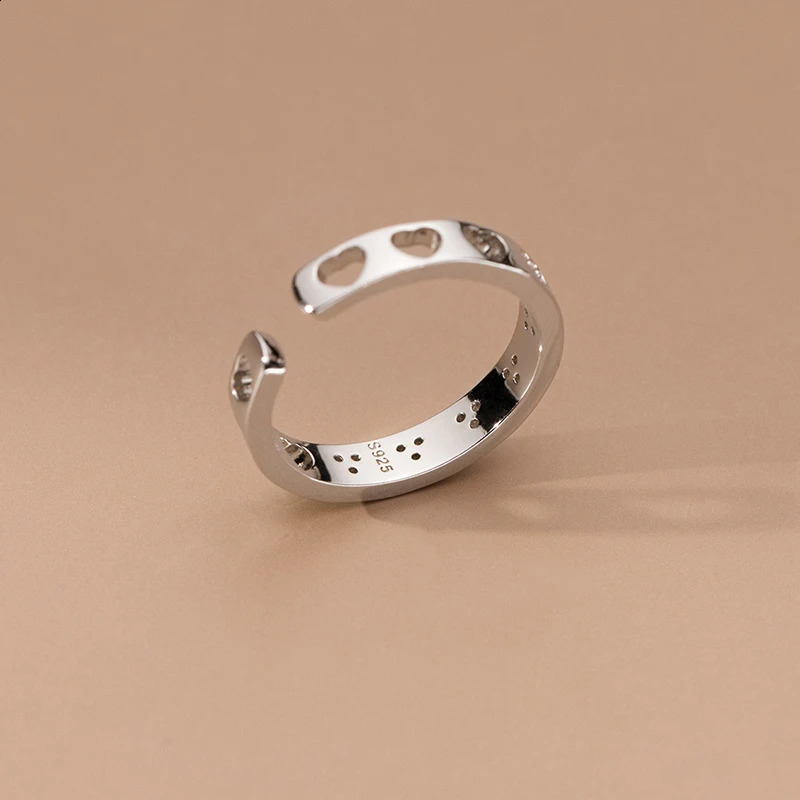 WANTME 925 Sterling Silver Romantic Love Heart Couple Finger Opening Ring for Women Men Fashion Elegant Proposal Party Jewelry 240905