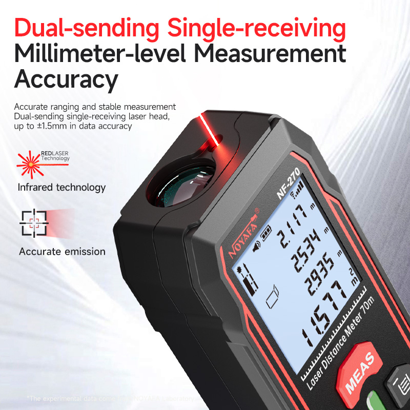 Noyafa NF-270 Laser Rangefinder - Accurate Measurement up to 70 Meters with Horizontal Bubbles & Angle Functionality