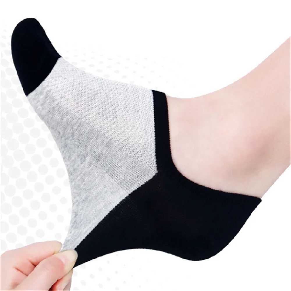 5 pairs of non display mens boat socks summer non slip silicone invisible cotton socks breathable mens ankle socks W240905