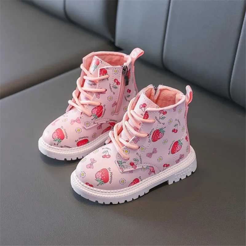 Rubber Boots For Children Waterproof Leather Kids Snow Boots Winter Girl Fashion Booties M240906