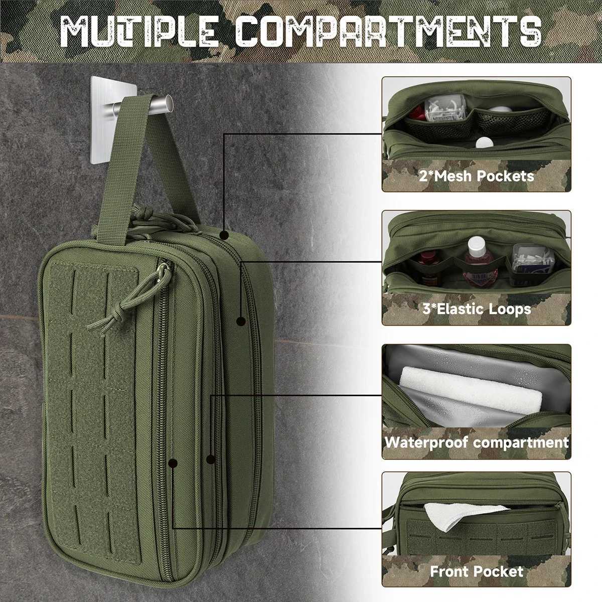 Mens sanitary bag travel shower bag waist backpack tool Molle bag small Dopp kit mens shaving kit W240905