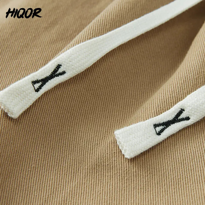 HIQOR 100% cotton lightweight sports pants mens patch work and leisure long jogging Trouser dark light green 240905