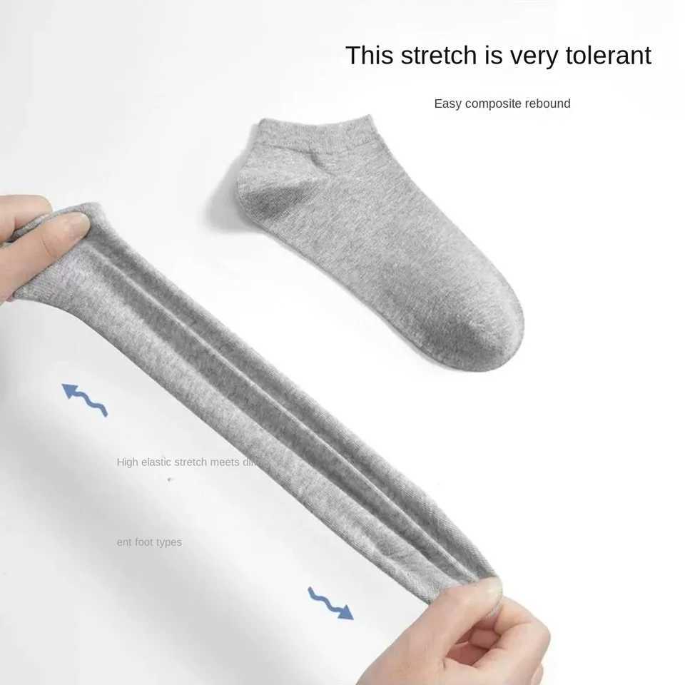 Mens Socks Spring Summer Thin Breathable Soft Polyester Cotton Socks Black Casual Business Ankle Boat Socks Size EU38-45 Y240906