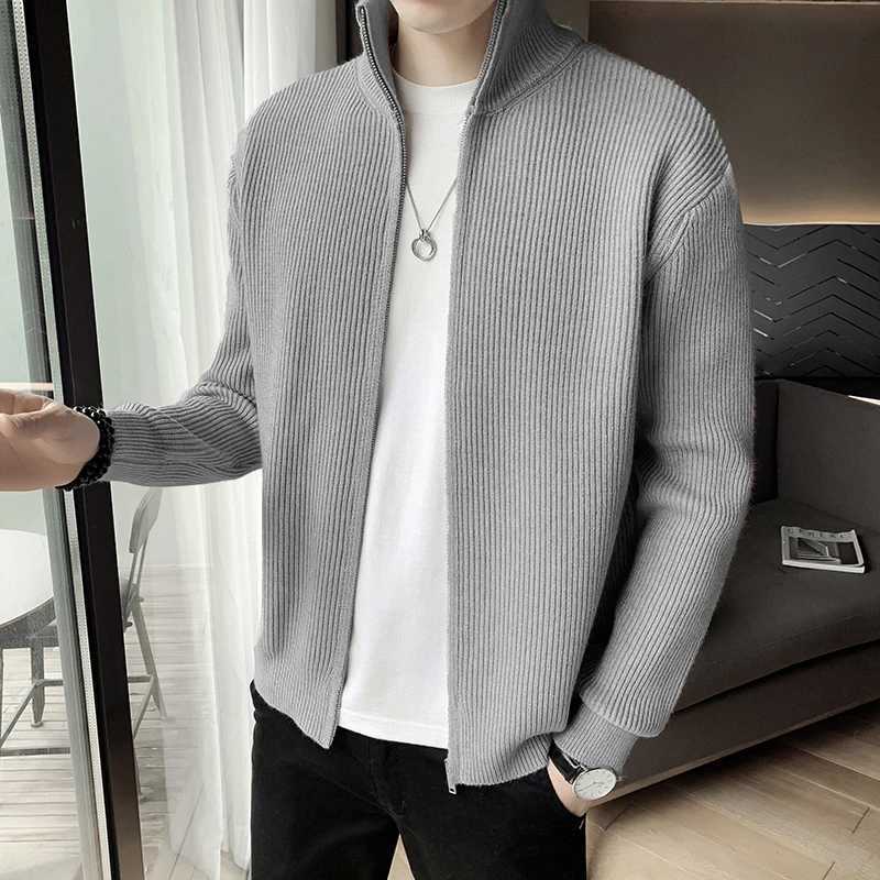 2023Fine Mens Fashion Breathable Casual British Style Youth College Fashion Trend Comfortable Slim Cardigan Korean Version Knit Y240906