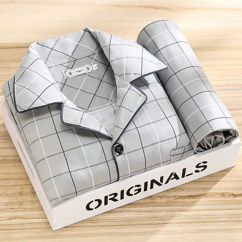 Mens Pajamas Autumn New Long Sleeved Pyjama Two Piece Korean Loose Striped Pijamas Suit Male Casual Sleepwear Sleep Clothes Set Y240906