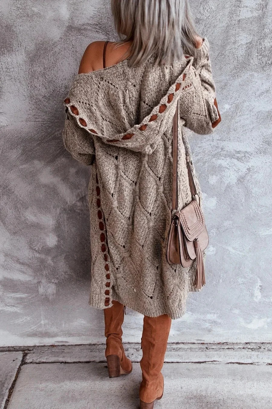Thick Knitted Open Collar Womens Vneck Long Retro Hoodie SpringSummer Autumn Skydiving Jacket 240905
