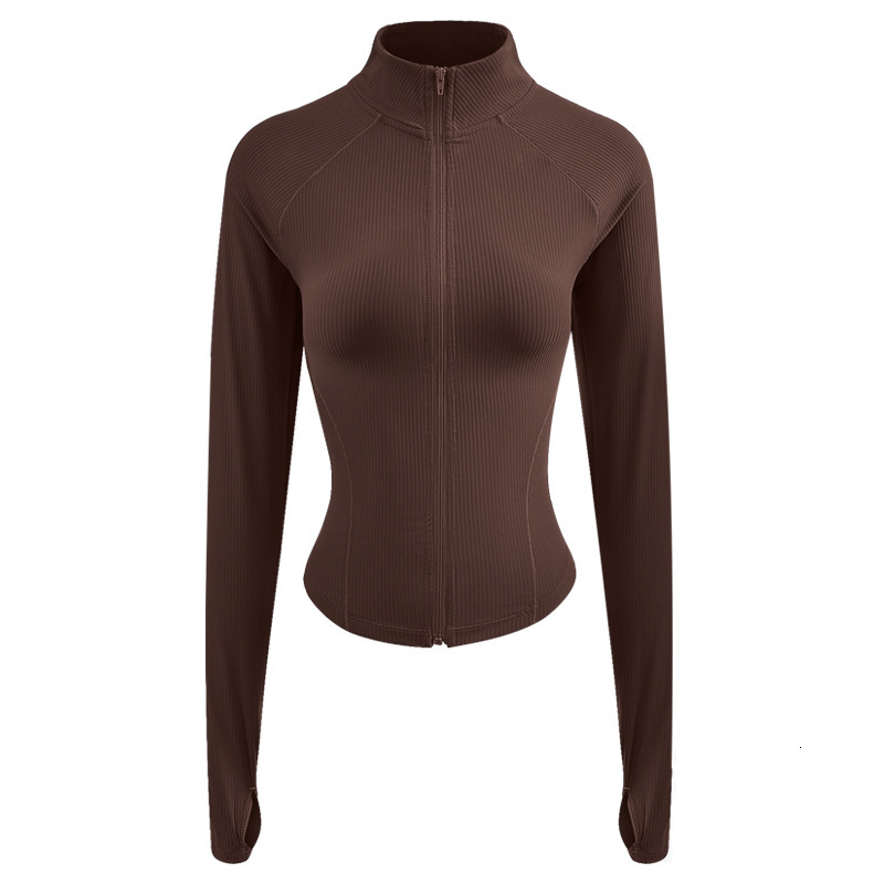 Yoga outfit, women's new running exercise training cardigan, fiess suit, slim fit, short cut, stand up collar, long sleeved jacket, top