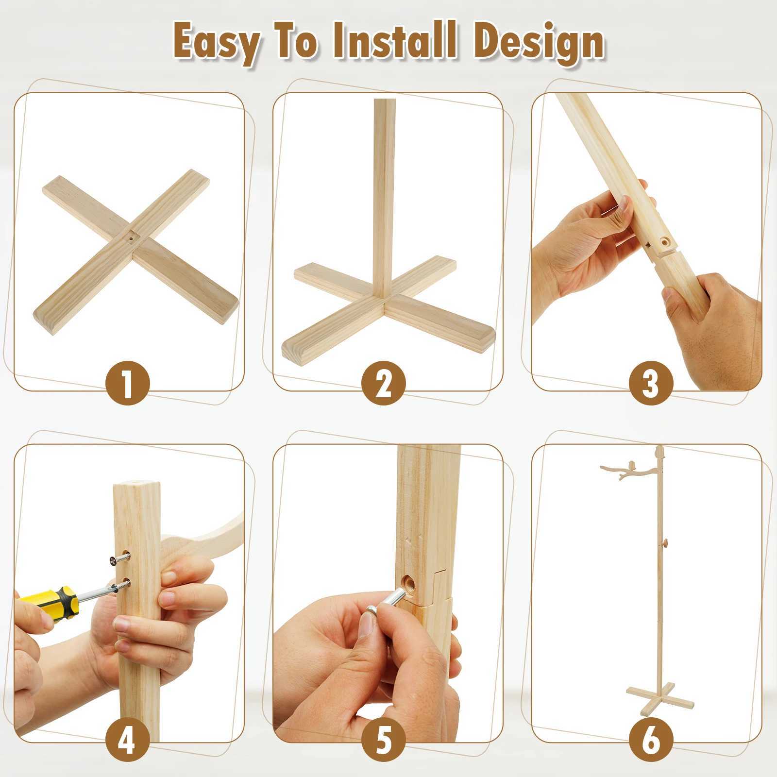 Crib Mobile Arm Wooden Bed Clock Floor Bracket Mosquito Net Hanger for Nursery Hanger Joystick Toy Rod Mobile Hanger W240815