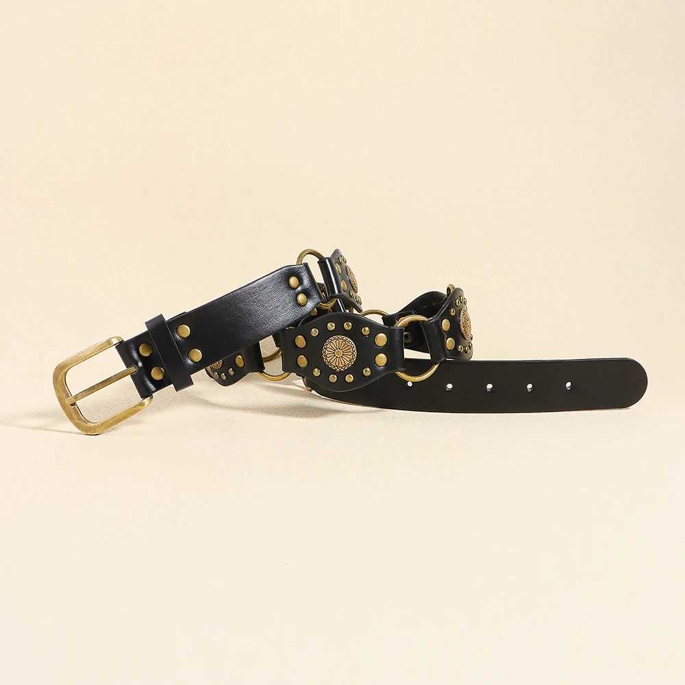 Spice Girl Riveted Slim Belt Retro Millennium Style Splicing Wide Belt Personalized Trend Belt Jeans Belt W240905