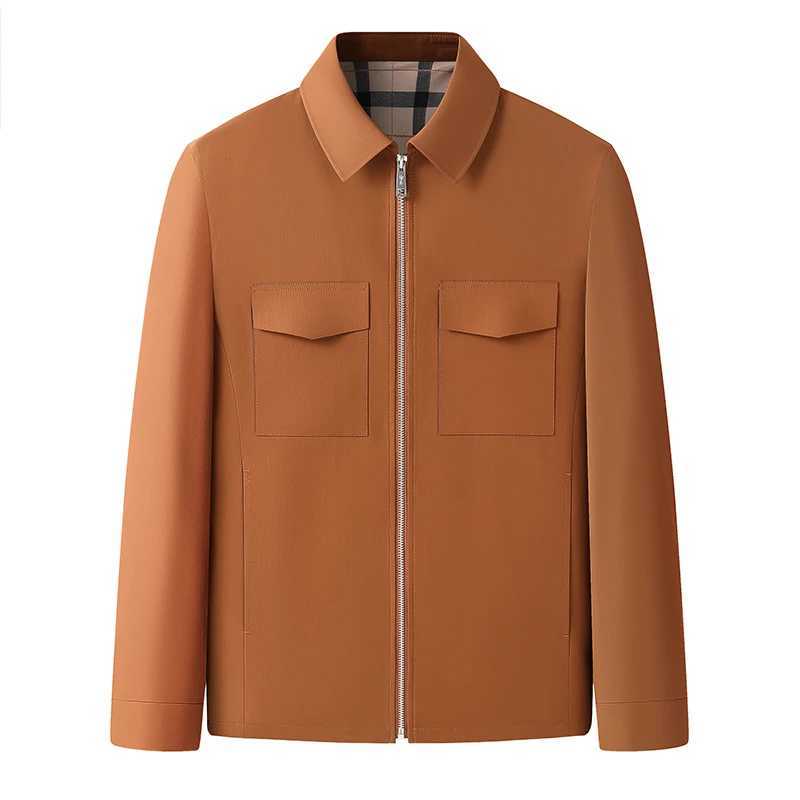 Autumn New Mens Fashion Slim-fit British Style Zipper Solid Color Business Leisure Solid Color Middle-aged and Elderly Jacket Y240906