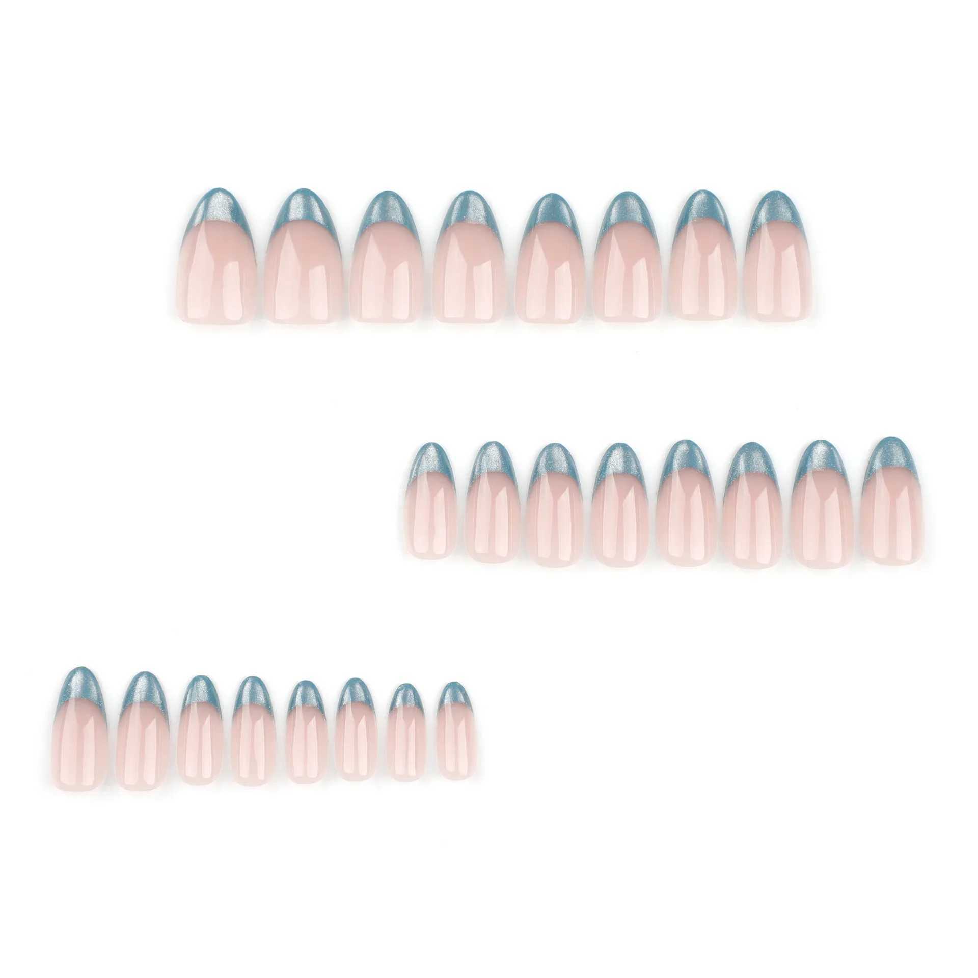 24 pieces of French cat eye fake nails almond head fake nails artificial nail patches for ergonomics beauty glitter and shine W240905