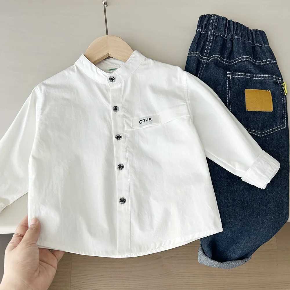 Baby Boys Blouses Kids White Outerwear Girls Button Jacket 2024 Spring Autumn Tops 2 To 10 Yrs Childrens Clothing Korean Style Y240906