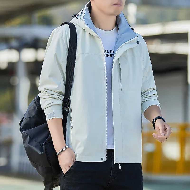 BROWON Brand Spring and Autumn New Jacket Mens 2024 Solid Color Hoodie Coat Zipper Fly Outerwear Hiking Running Mans Jacket Y240906
