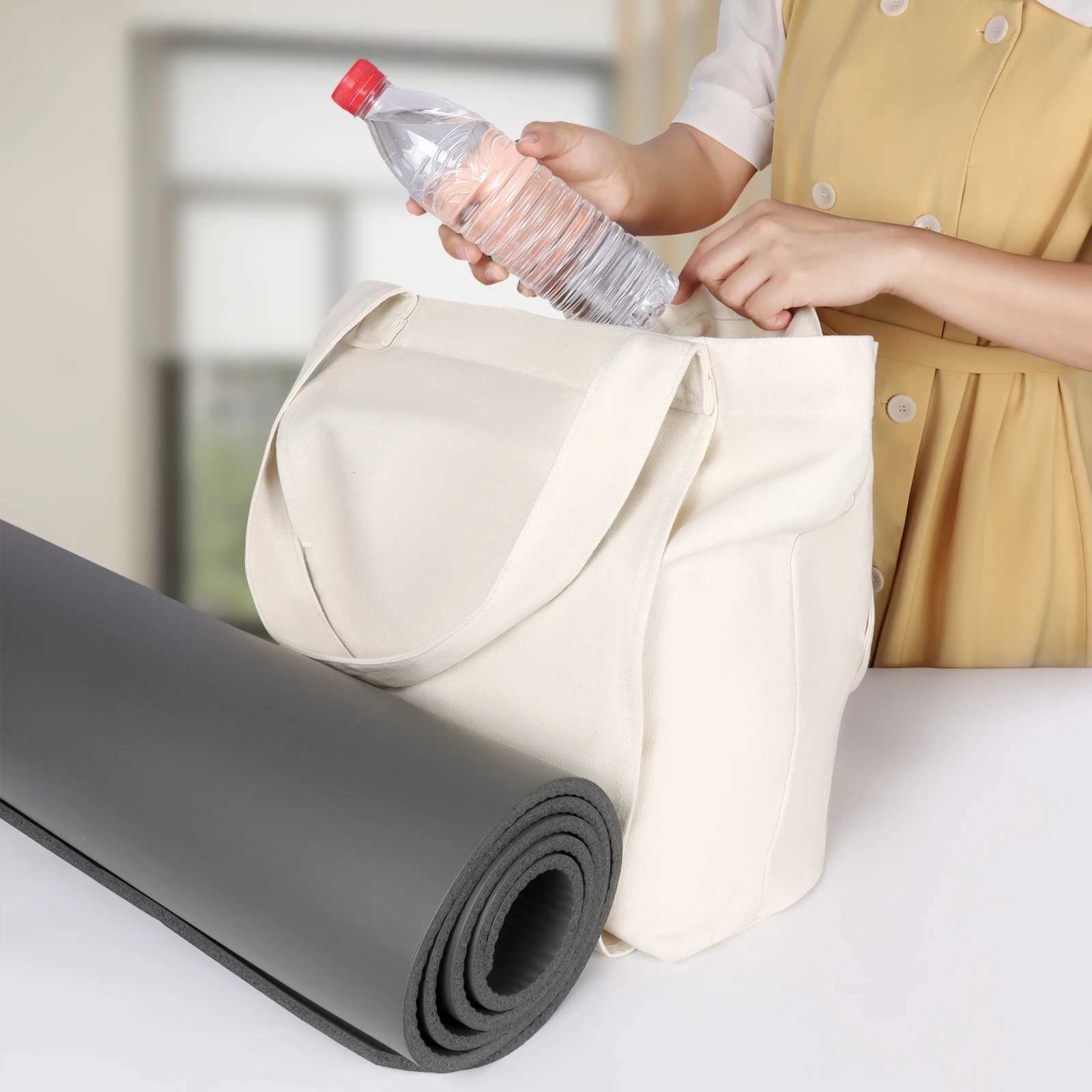 Yoga Mat Large Capacity Washable Foldable Lightweight Pilates Mat Luggage Durable Canvas Handbag Fitness Dance Gym W240906