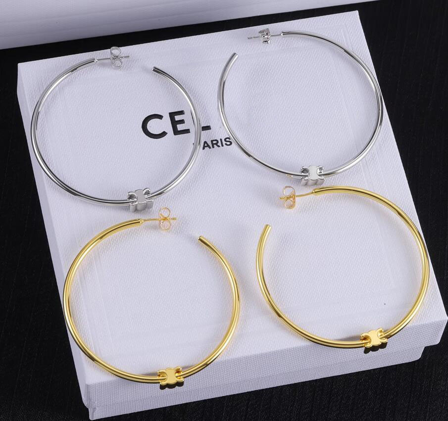 INS Style Big Circle Hoop Earrings Classic Designer Brand Jewelry Eardrop Women 18K Gold Silver Plated Earring Stud Lovers Gifts