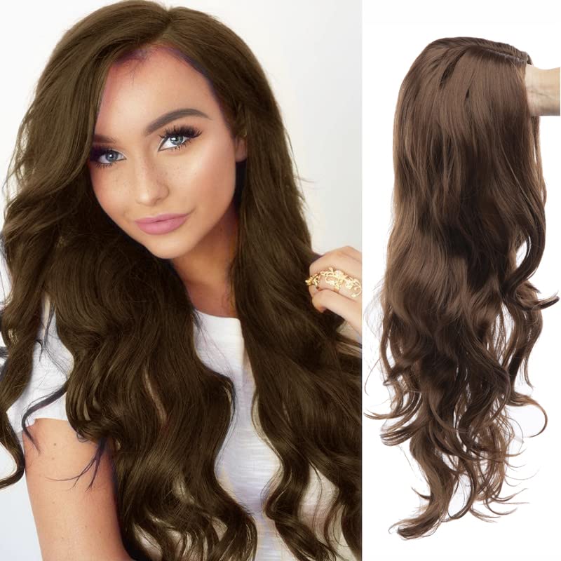 European and American wig female front lace brown long curly hair big wave wig synthetic wig long head cover