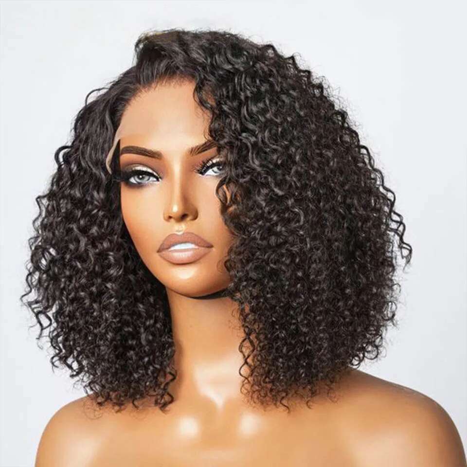 200D Wave Human Hair 4X4 Lace Front Wig Pre Plucked Transparent Brazilian Deep Curly Bob Wigs