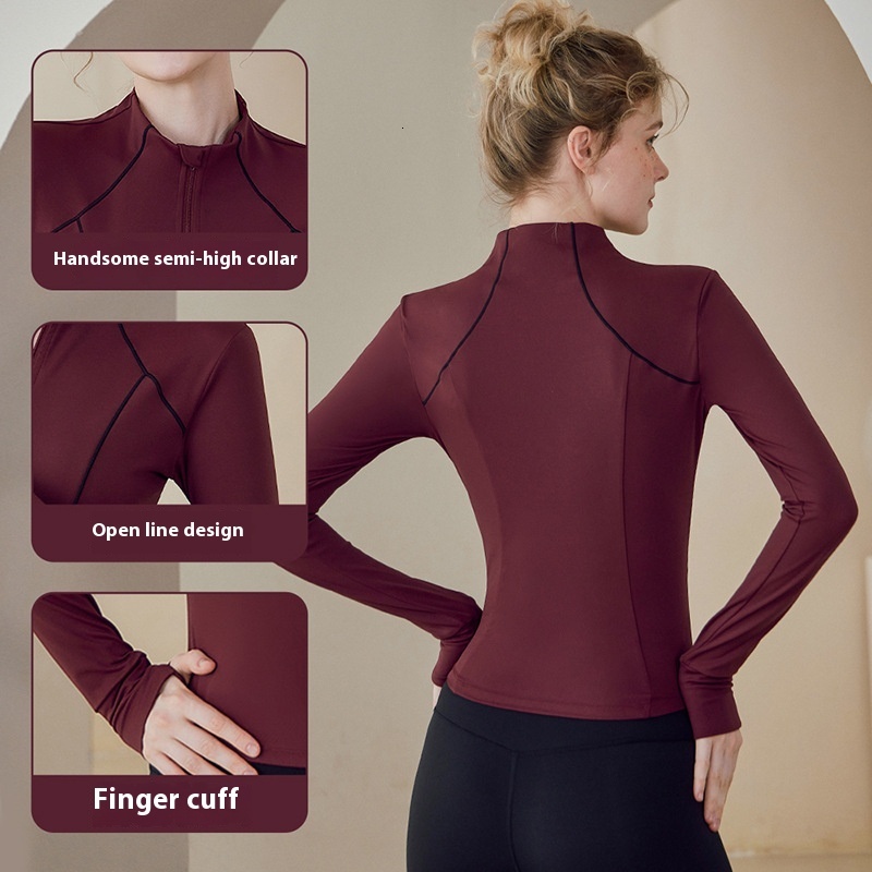 Yoga jacket women's new slim fit, breathable sports cycg suit, outdoor running design, long sleeved fiess suit