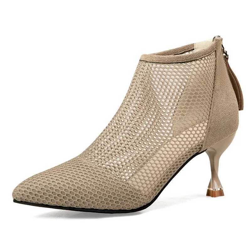 Fashionable Mesh Womens Stiletto High Heel Mesh Boots 2024 Spring/Summer Hot Selling Project Point Hollow Fairy Single Boots CL240906