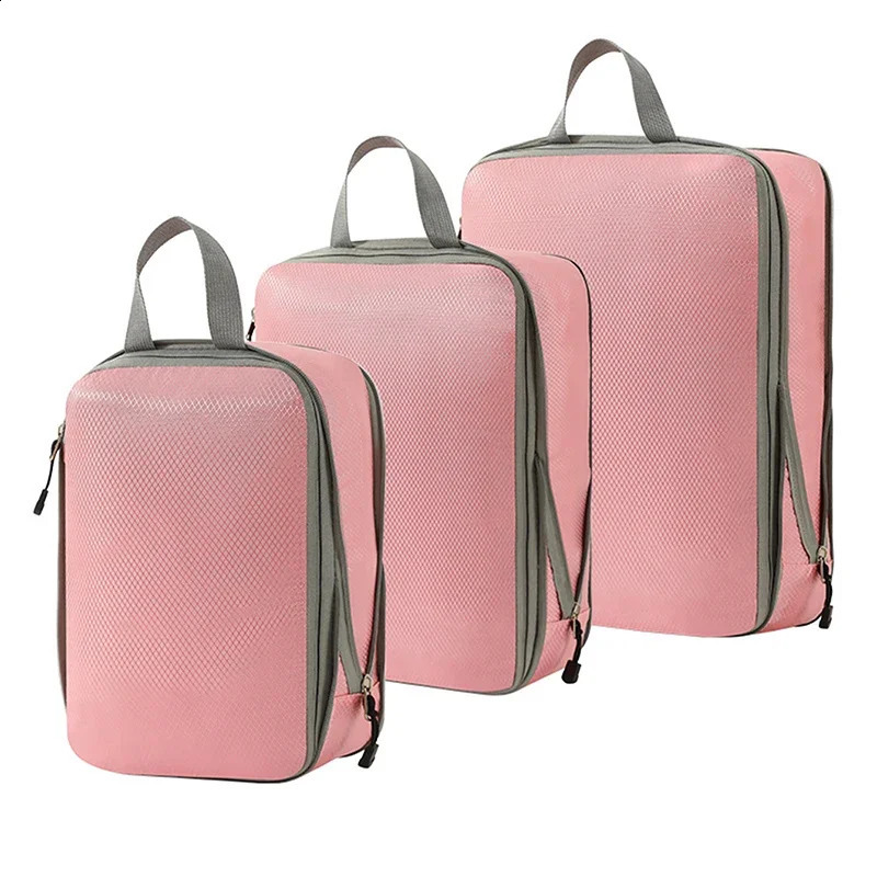 3pieceset travel bag compressible packaging cubic waterproof storage outdoor foldable luggage manager with handbag 240906