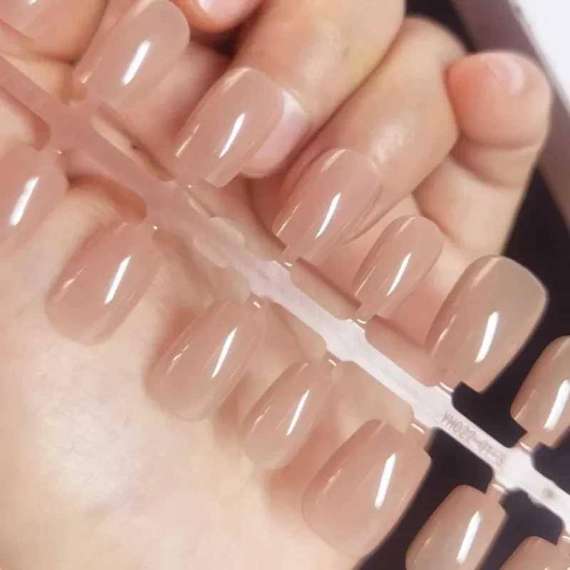 30 pieces of S+M size ballet gradient style short ergonomic contracting naked fake nails wearing complete nail coverings on the nails W240905