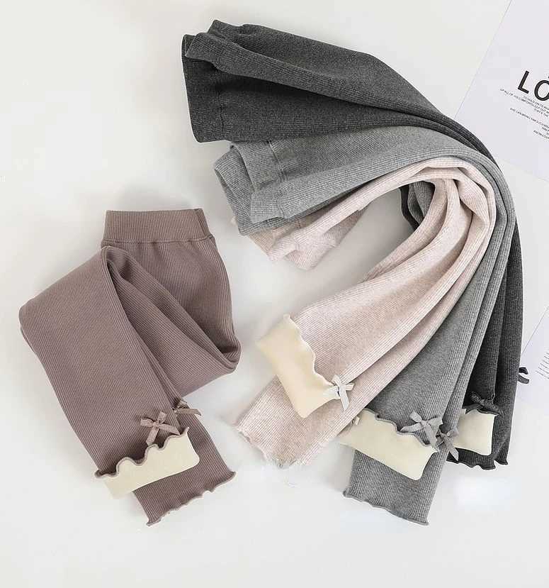 Girls Thickened Leggings Autumn and Winter Baby Plush Thin Velvet Pants for Childrens Casual Wear Long Pants Girls To Keep Warm Y240906
