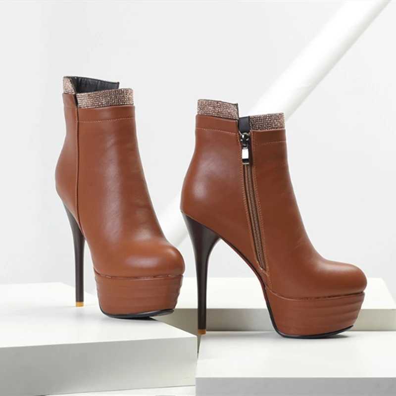 Designer Platform Womens Ankle Boots Extreme High Heels Sexy Short Boots Autumn Winter Black Womens Party Shoes Large Size CL240906