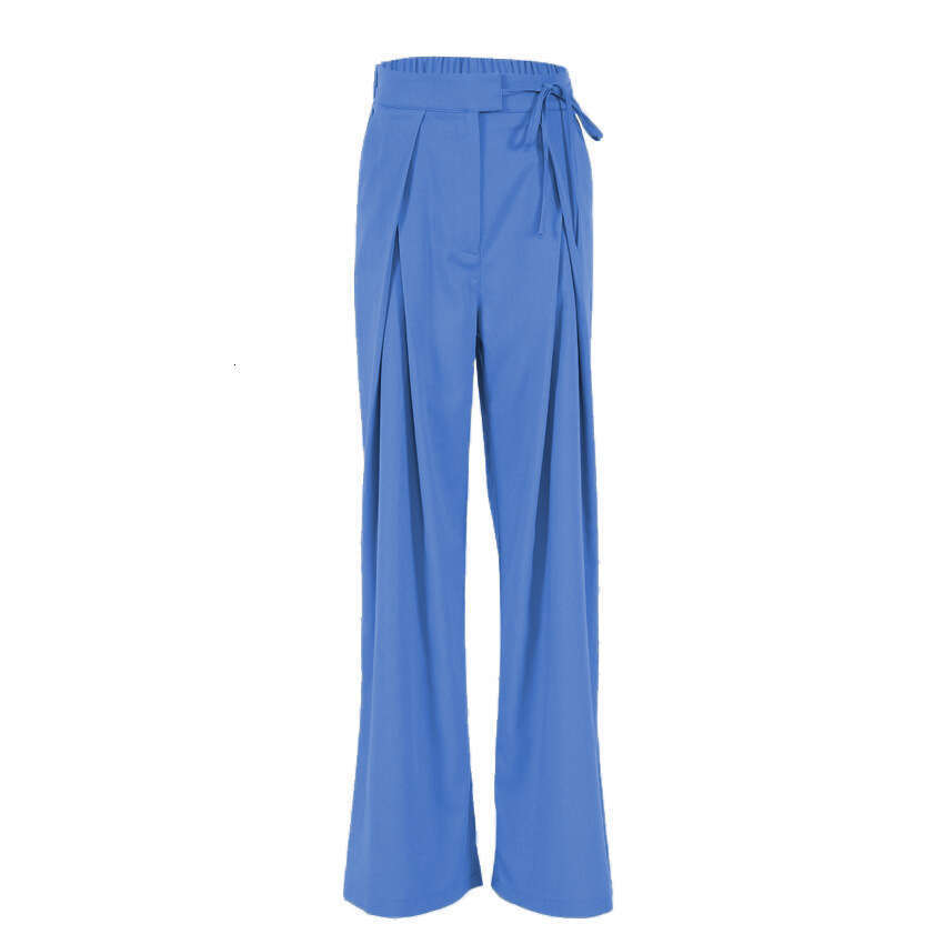 2024 summer new floor length pants, loose straight high waisted casual and fashionable hanging wide leg pants for women