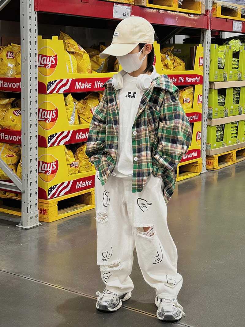 Childrens Shirt Coat For Boys Spring And Autumn New Childrens Spring Thin Coat With a Hood To Wear Korean Version Y240906