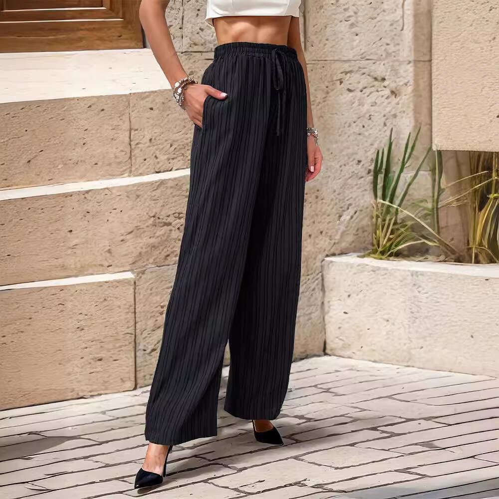 2024 Comfortable Casual Pants with High Waist and Texture Straightening for Women's Wear