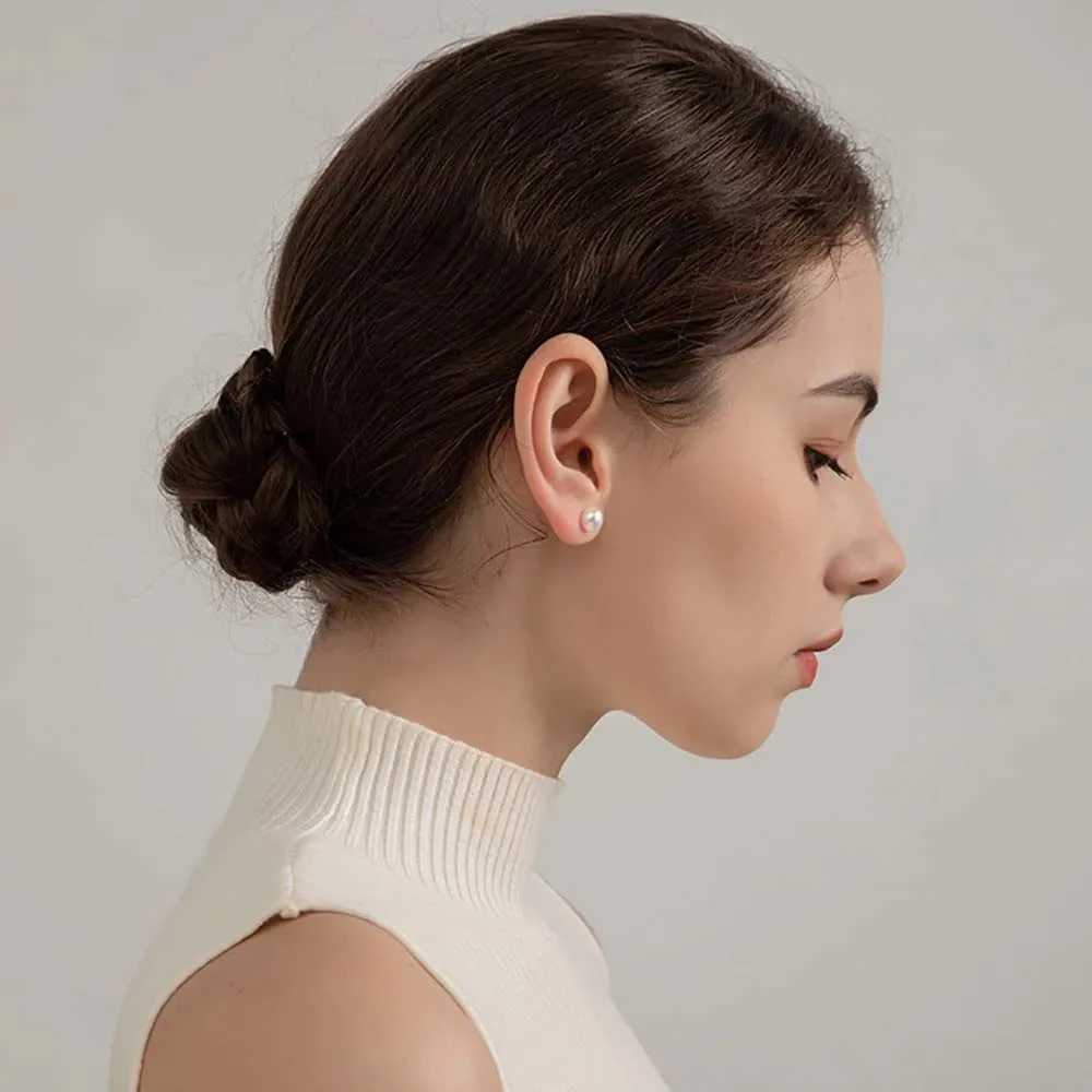 1 pair of hypoallergenic surgical stainless steel round pearl bead stud earrings set suitable for women teenagers girls 6/8/10/12mm W241023