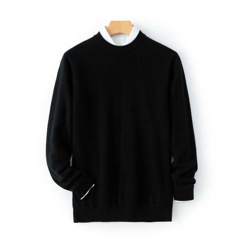 14 Colors Optional High-End Mens 35% Cashmere Sweater Soft and Comfortable Knitted Bottoming Shirt round Neck Pullover Lining Y240906
