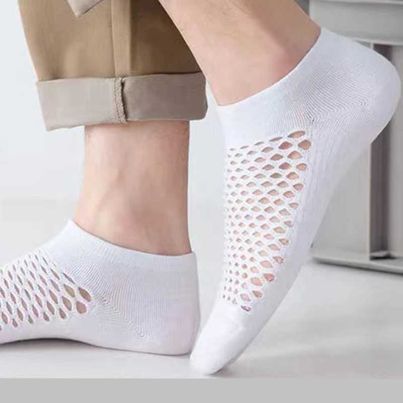 5 Pairs/Lot Men Spring Summer Hole Socks Breathable Cave Casual Soft Thin Low Cut Short Mesh Ankle Funny Man Sokken Y240906