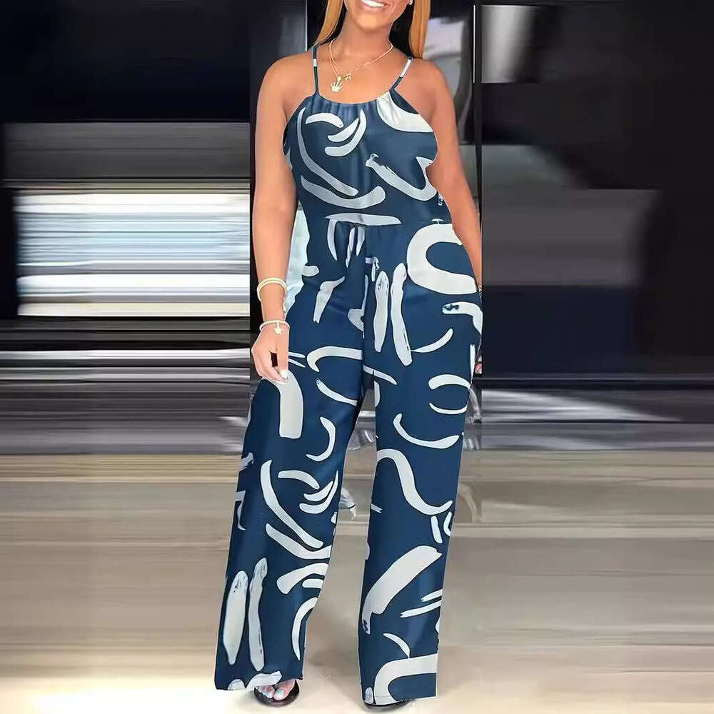 Women's summer printed camisole pants jumpsuit