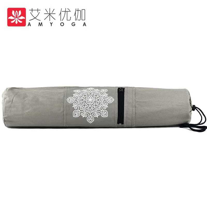 Durable canvas cotton yoga mat handbag easy to load W240906