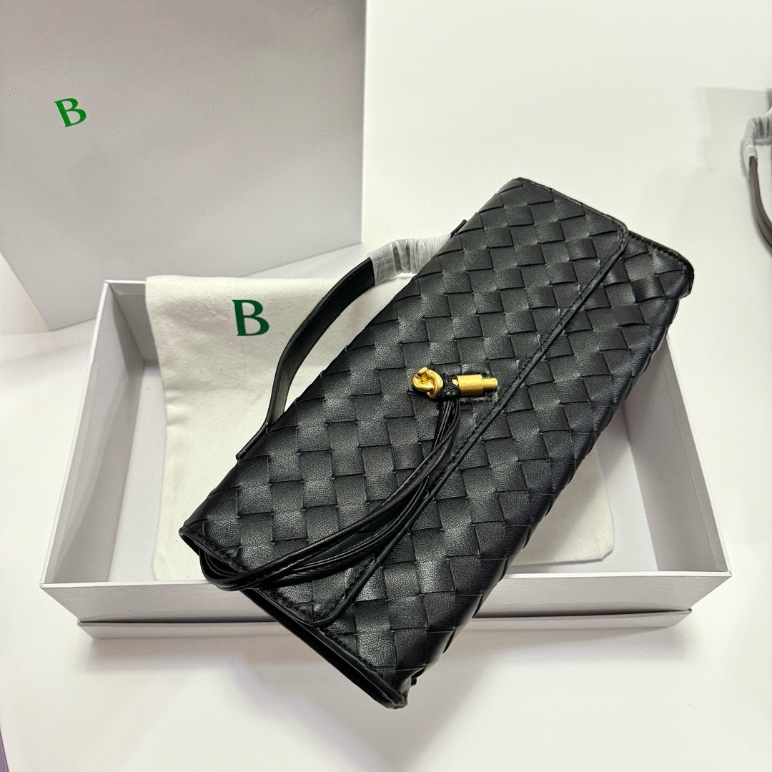 10A High quality Real Long Clutch Andiamo With Handle Intrecciato Cow Leather Women Bags Purses And Handbag Famous Brand Designer Evening Bag