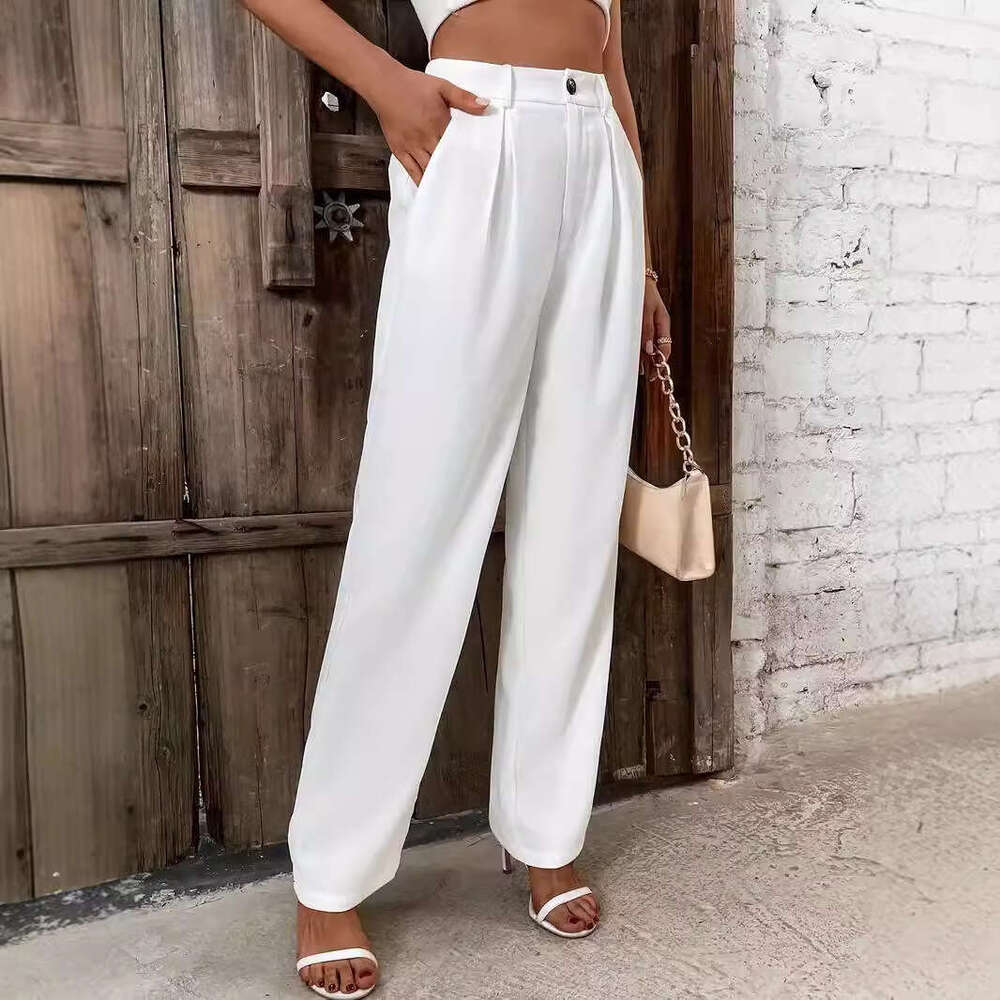 2024 Women's Fashion New High Waist Wide Straight Leg Casual Pants