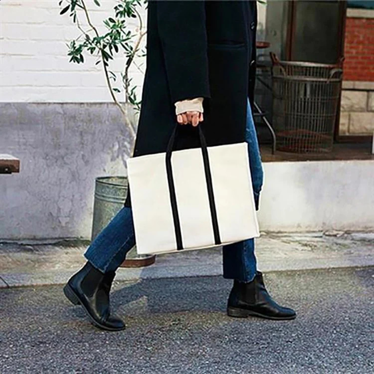 Canvas Bag Female Portable Professional Office College Student Notebook School Backpack briefcase Shopping Handbag 240906