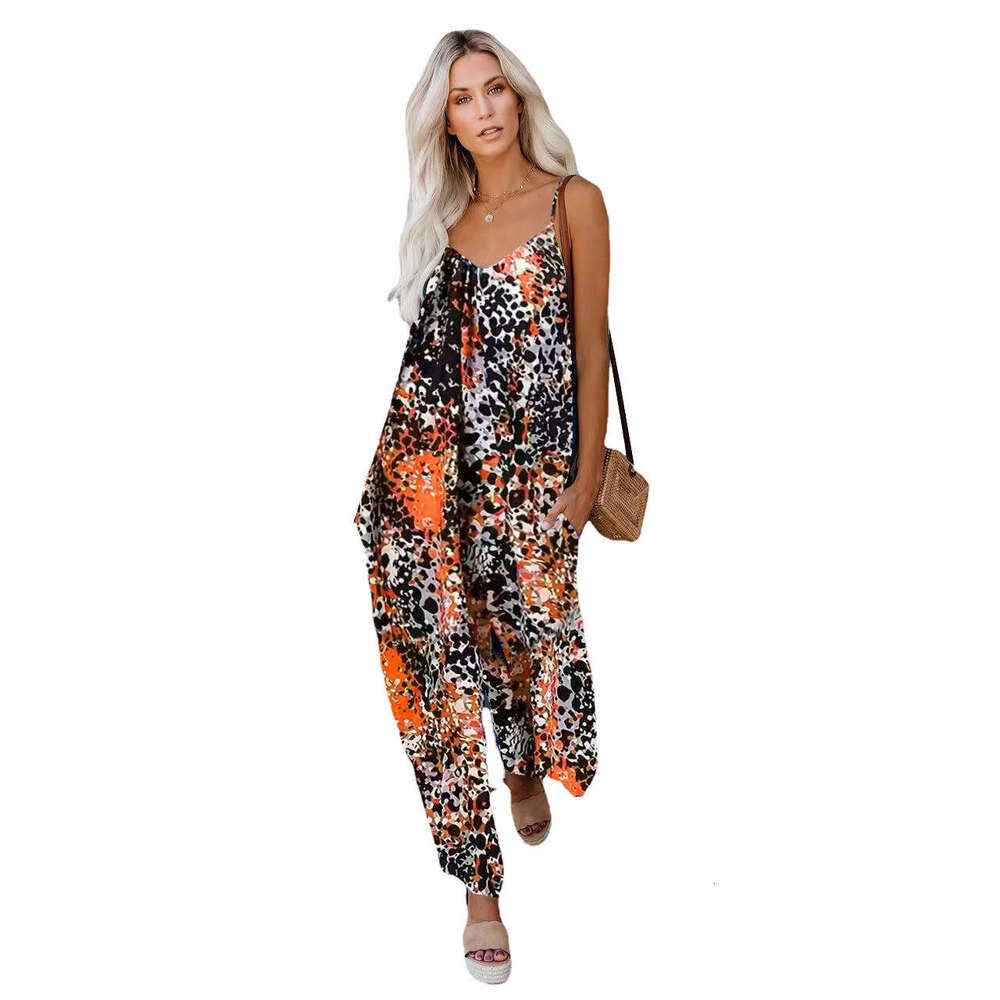2023 summer new casual loose with camisole and wide leg jumpsuit