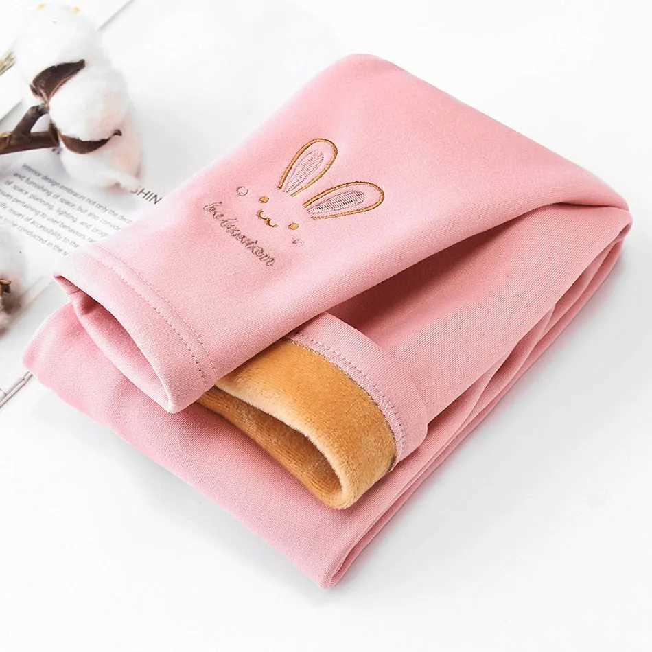 3-8 Years Girl Leggings Baby Bunny Pants Kids Autumn Winter Thermal Tights Children Fleece Lined Fashion Trousers Casual Bottoms Y240906