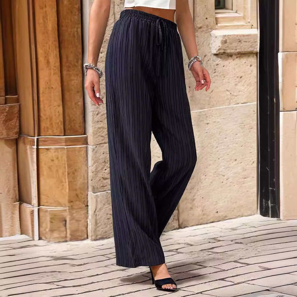 2024 Comfortable Casual Pants with High Waist and Texture Straightening for Women's Wear