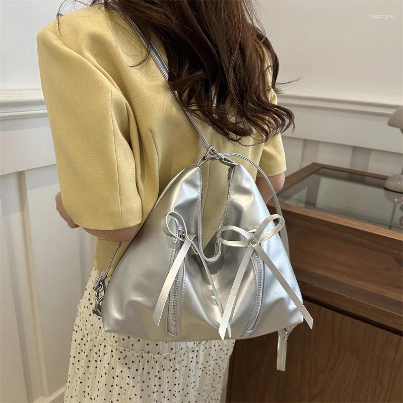 2025 NEW Drawstring 1pc Fashion Cute Small Bow Tie Design Crossbody Bags For Women Handbags PU Leather Shoulder Bag Backpac zhanyishengli