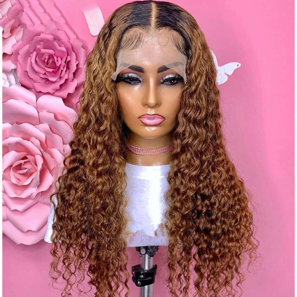Soft Ombre Black Blonde Kinky Curly Lace Front Wigs For African Women Glueless Baby Hair Synthetic Preplucked Daily